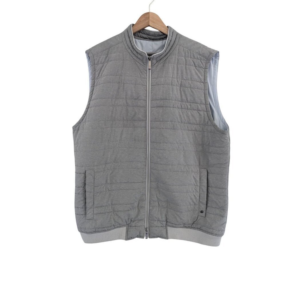 Robert Barakett Miller Quilted Vest Light Gray Men's Size XL